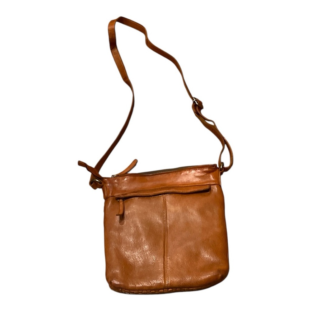 Vilenca Holland Washed Leather North South Crossbody Bag.